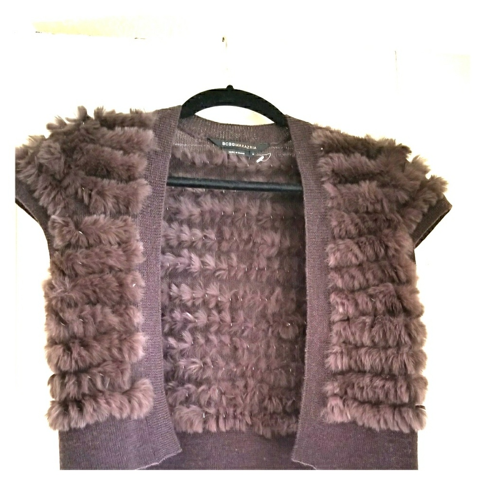 BCBG rabbit fur bolero